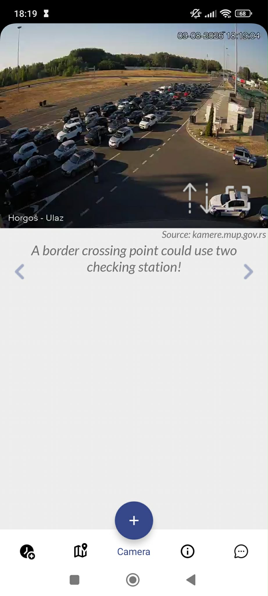 A BorderWatcher alkalmazás főképernyője